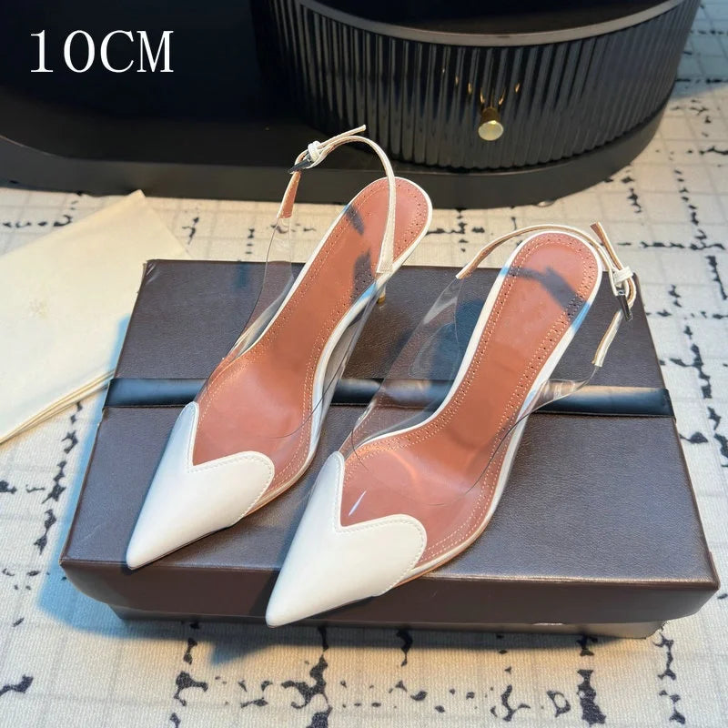 2026 Summer Pointed Shallow Mouth Sweet Love Shape Pumps Transparent Pvc Shoes Thin High-Heeled Dress Women'S Sandals