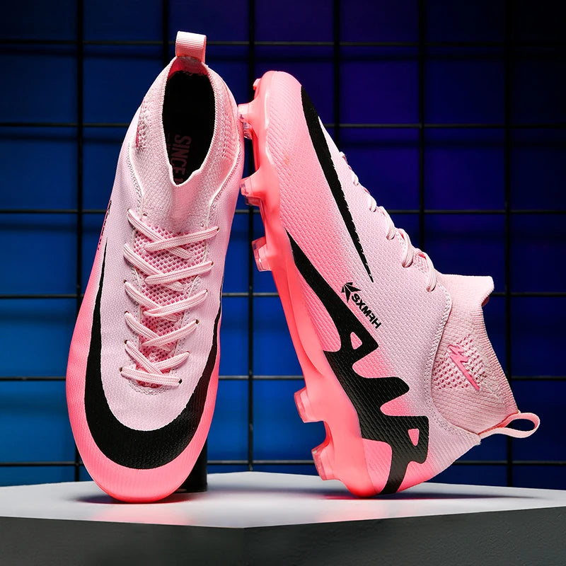 Double Star Women's Soccer Shoes, TF/AG Sole Studs, Anti Slip Grip, Stable Support, Women's High Top Soccer Shoes