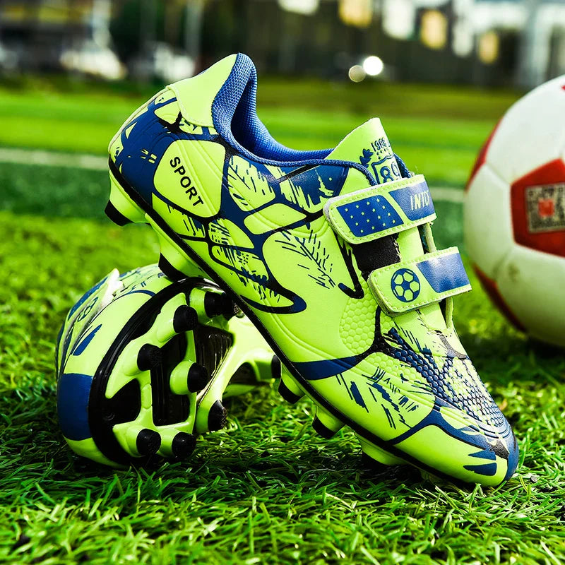 Kids Soccer Shoes HOOK&LOOP Football Sports Shoes Boy Outdoor Non-Slip Training Shoes Child Lightweight Children's Soccer Cleats