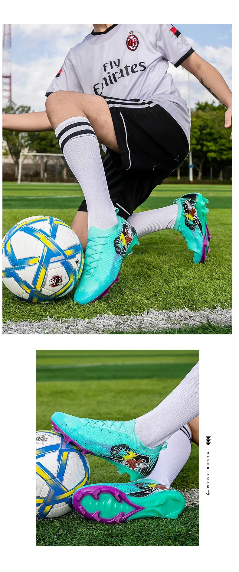 New Men Football Boots Cleats Training Shoes Soccer Shoes Non-Slip Match Ultralight Soccer FG Long Spikes Outdoor Drop Shipping