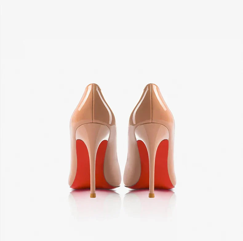 Women heels Naked color Women's elegant high heel Luxury Black shoes woman 2025 Red Shiny Bottoms Pointed Toe party Ladies Women