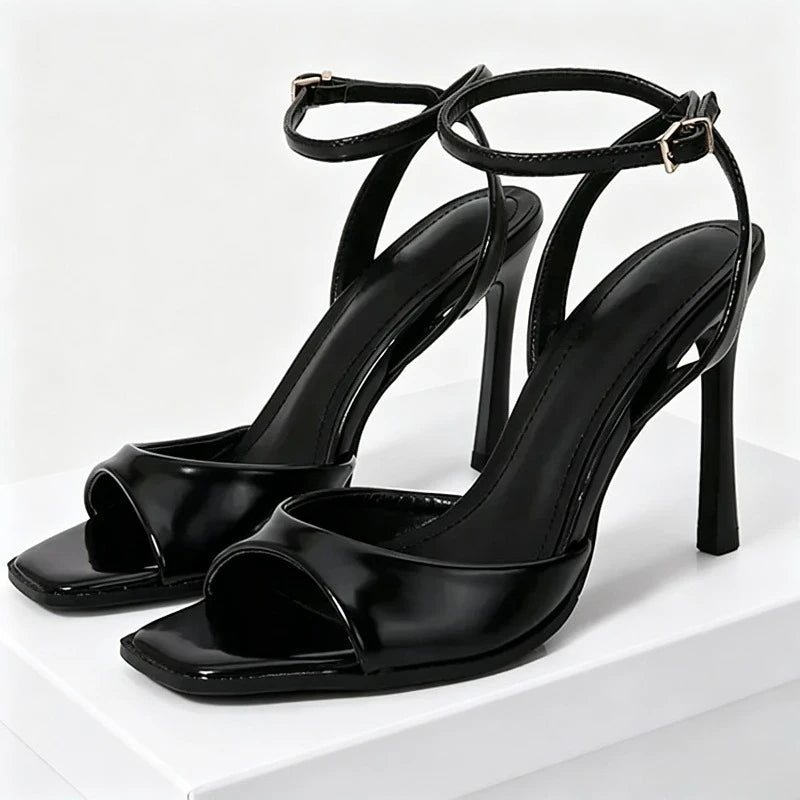 Elegant Ankle Strap High Heels Ladies Square Toe Fashion Party Dress Shoes Office Hollow Sexy Designer Brand Sandals Women Pumps