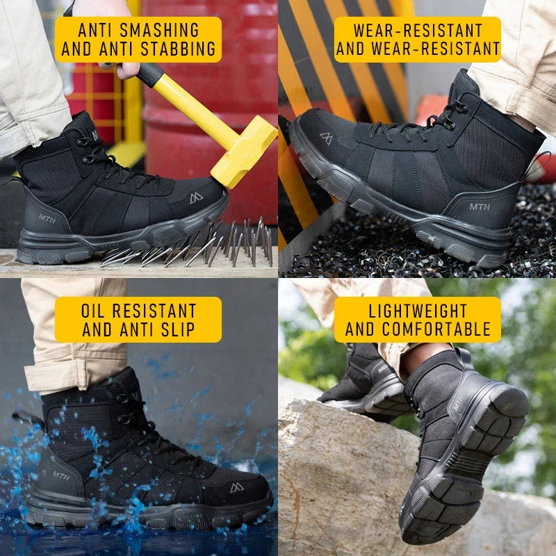 Steel Toe Work Boots Indestructible Safety Shoes Men Women Non Slip Work Shoes Male Tactical Boots Lightweight Protective Shoes