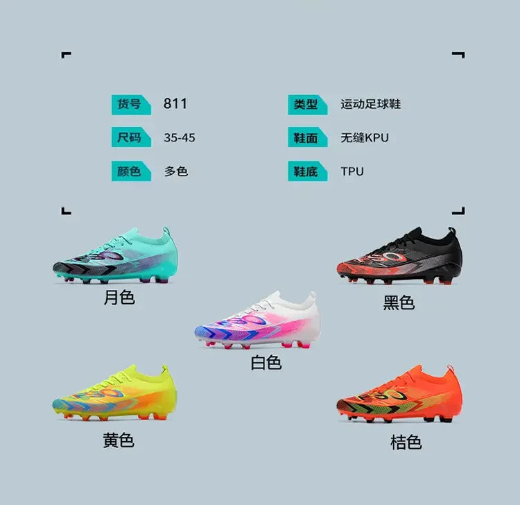 Children Adult Universal Football Boots Fashion Breathable Soccer Cleats Wearproof Non Slip Sole Comfort Fitting Sports Shoes