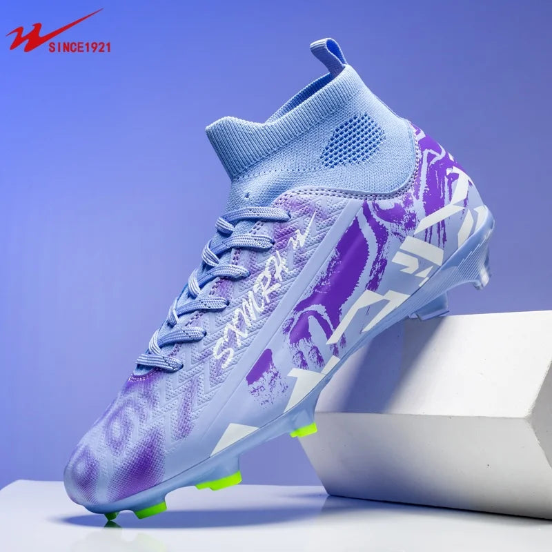 Double Star Football Shoes, FG Long Nails Anti Slip Grip for Training Competitions, Youth Adult Football Shoes