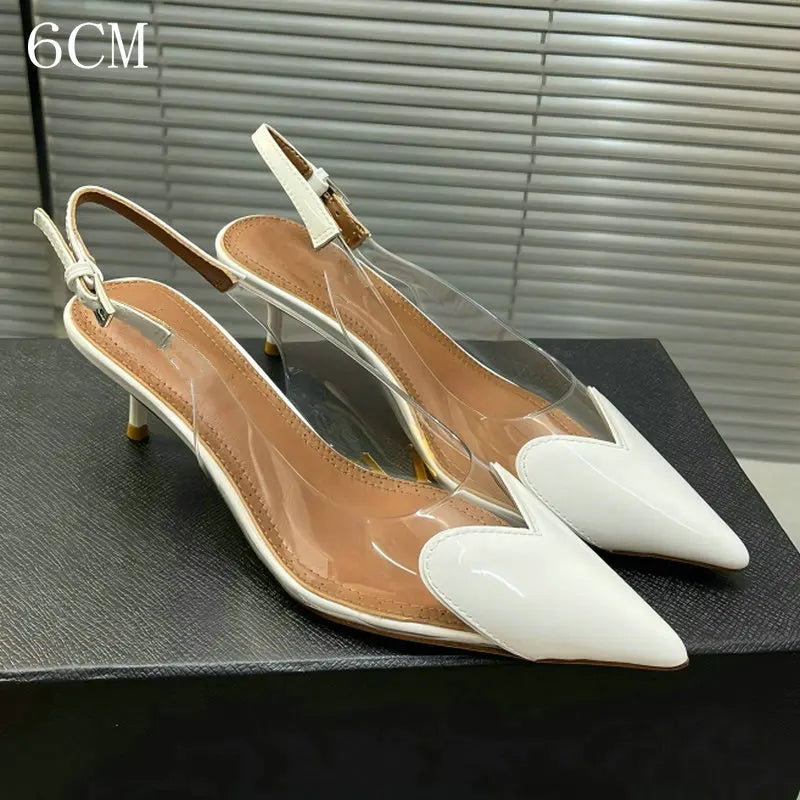 2026 Spring And Summer Pointy Stiletto Heels Wearing Slippers Transparent Female Sandals
