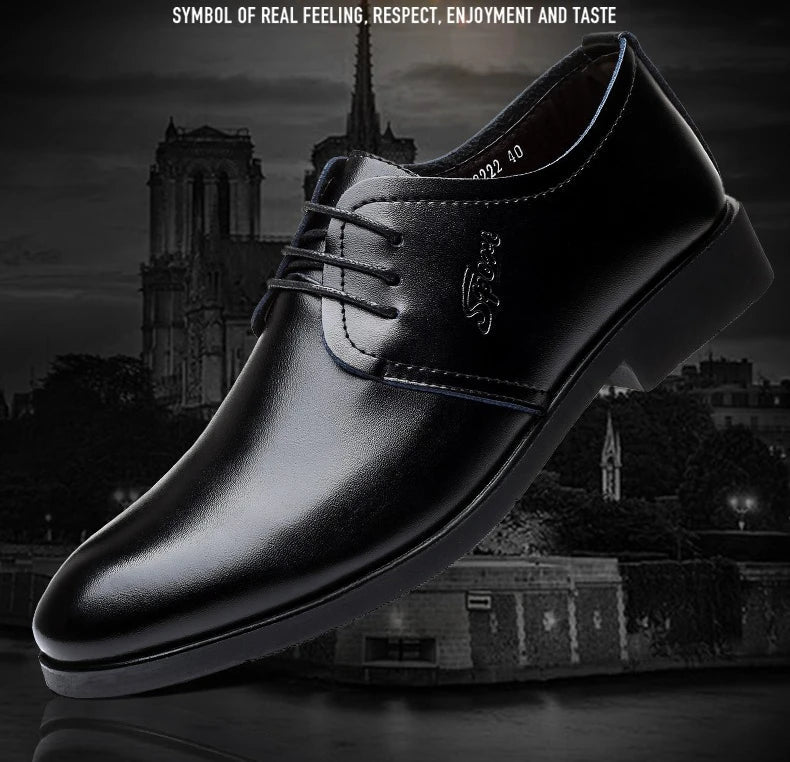 Men's Shoes Black Leather Formal Shoes for Men Oxfords Male Wedding Party Office Business Shoe Man zapatos de hombre Plus Size