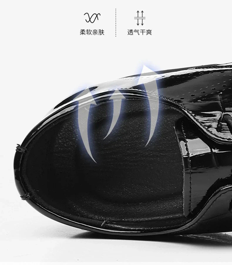New Designer Autumn Collection British-style Men's Dress Shoes Fashion Patent Leather Commuter Shoes Male Black Casual Shoe Man