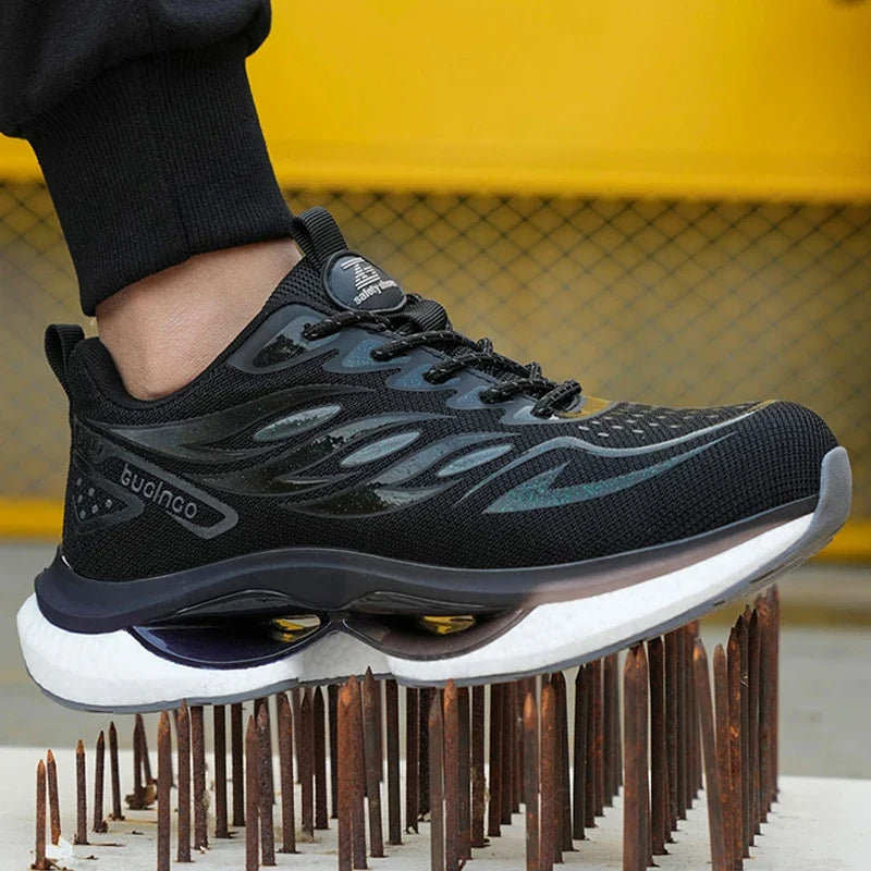Fashion Security Men Sport Shoes Work Boots Safety Steel Toe Shoes Men Puncture-Proof Safety Shoes Lightweight Protective Shoes
