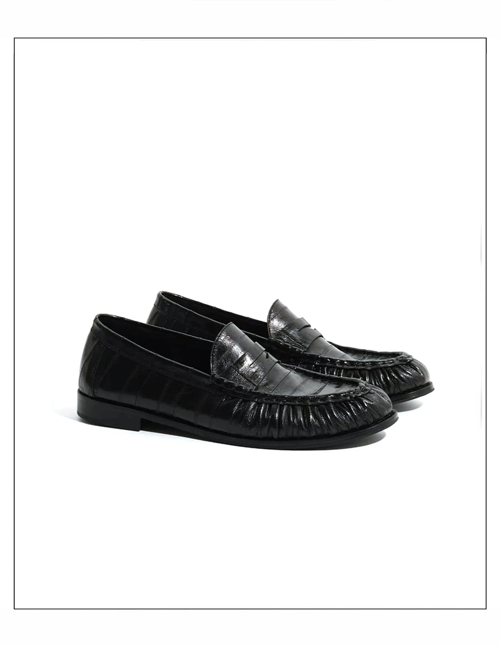 Loafers for men's eel skin pleated design a top layer cowhide slip in formal dress shoe suitable for casual work and commuting