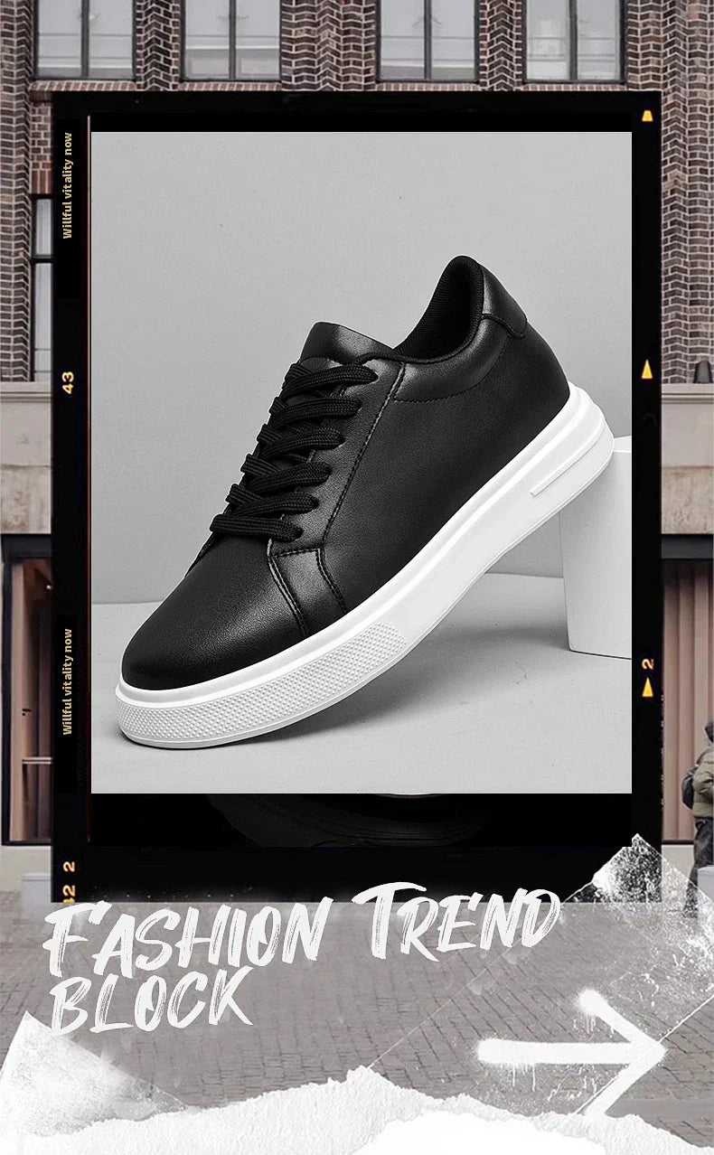 New  Men's Sneakers Elevator Shoes Heightening Height Increase Insole 6-10CM High Heels Shoes Leather Sport Shoes Men Shoes