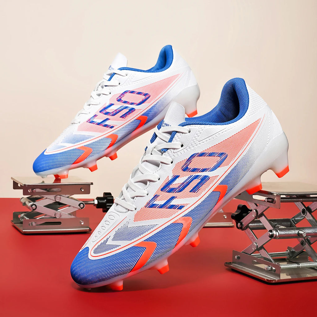 AG/FG Long Studs Soccer Shoes，PU Fabric Mixed Upper，TPU Sole Wear Resistant Anti Slip，Men Women Youth Outdoor Sports