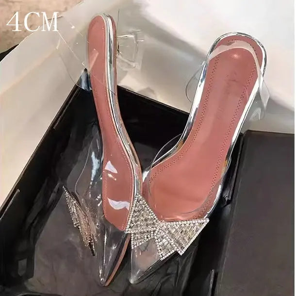 34-45 PVC Transparent Crystal Shoes 2026 Summer New Pointed Odd Heel Shoes Stiletto Ladies Sun Decoration Wild Fairy Shoes