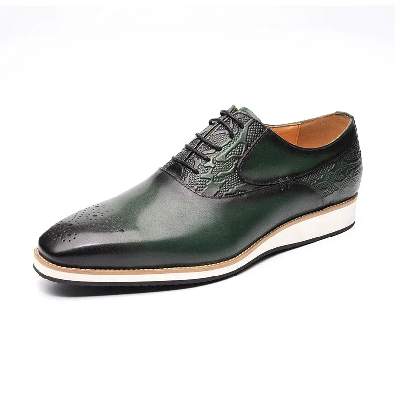 حذاء رجالي من الجلد الطبيعي طراز Brogue|حذاء رياضي كاجوال لجميع المواسم|حذاء رسمي جلد عالي الجودة|حذاء مريح للمشي