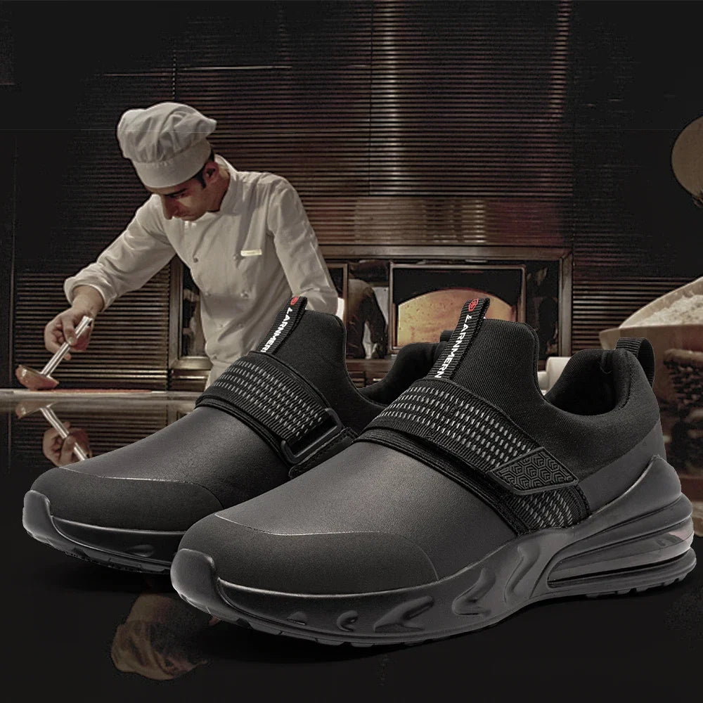 LARNMERN Chef Shoes for Men Kitchen Work SRC Slip Resistant Restaurant Shoe Food Service Waterproof Slip On Sneakers Shoes