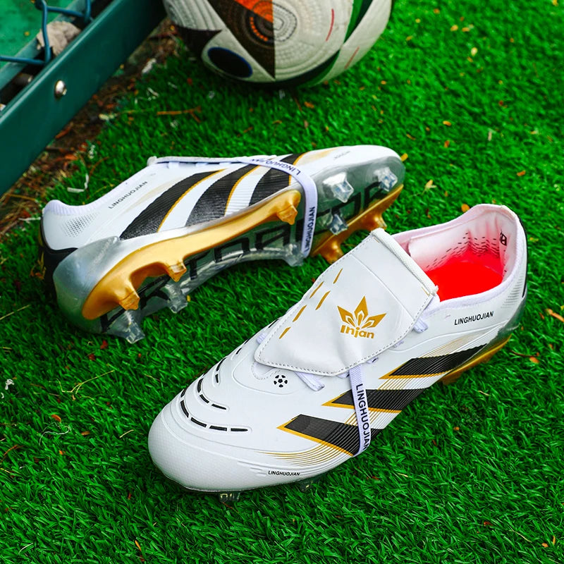 New Men Football Boots Long Spikes Ultralight Match Breathable Indoor Sneakers Soccer Shoes Cleats AG Training Drop Shipping