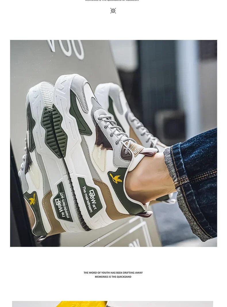 2024 Autumn New Casual Sports Shoes Men's Leather Low-Top Fashion Trend Easiest for Match Running Shoes Men's Skateboard Shoes Suitable for Outdoor Sports