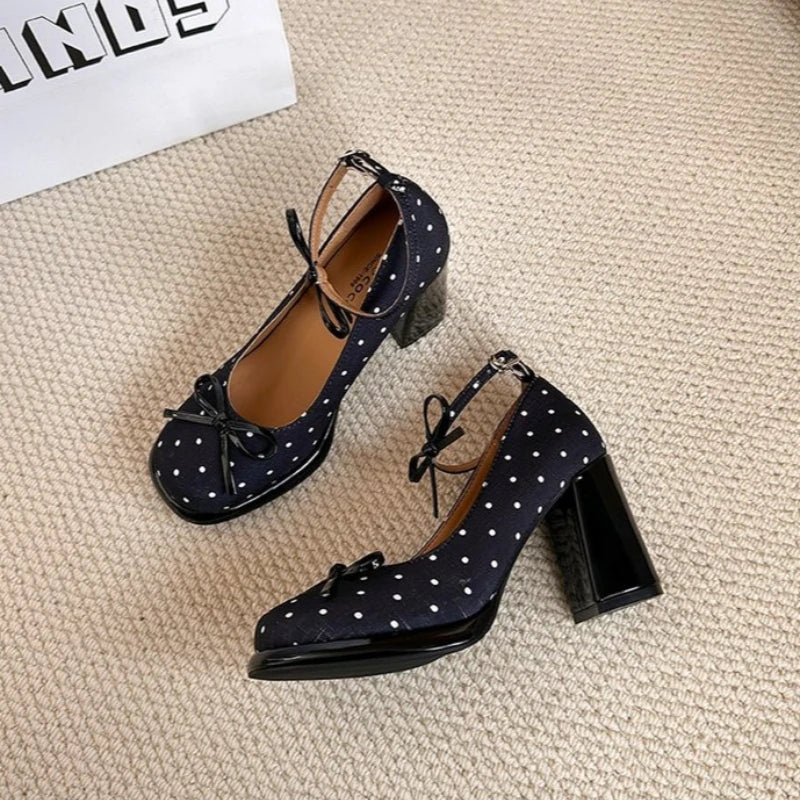 Platform Thick Heel Women Mary Jane Shoes Concise Ankle Strap Shoes 2026 Spring Women's Elegant Party Dress Leather Pumps