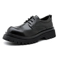 British Style Men's Block Shoes Thick Soled Durable for Office Interviews Formal Shoes Retro Brown Men's Shiny Leather Shoes3846