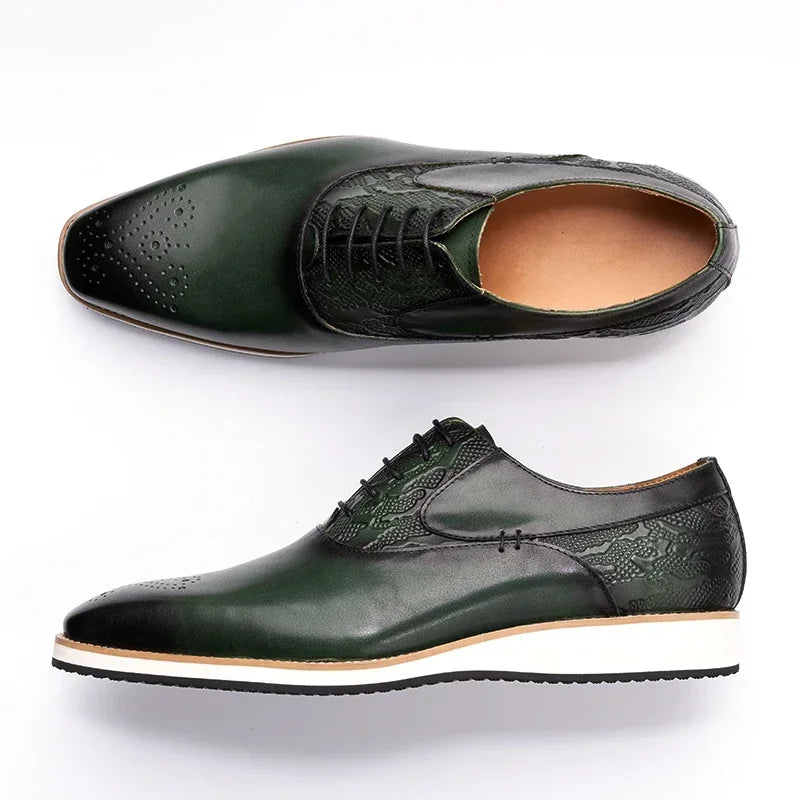 حذاء رجالي من الجلد الطبيعي طراز Brogue|حذاء رياضي كاجوال لجميع المواسم|حذاء رسمي جلد عالي الجودة|حذاء مريح للمشي