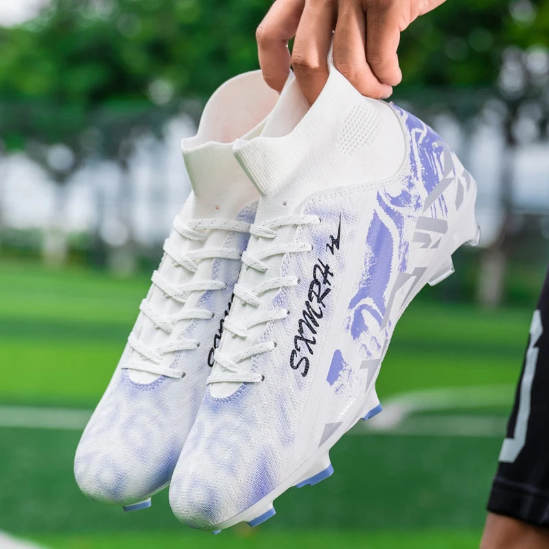 Double Star Football Shoes, FG Anti Slip Grip Men's and Women's Football Shoes, High Top Natural Grass Football Shoes