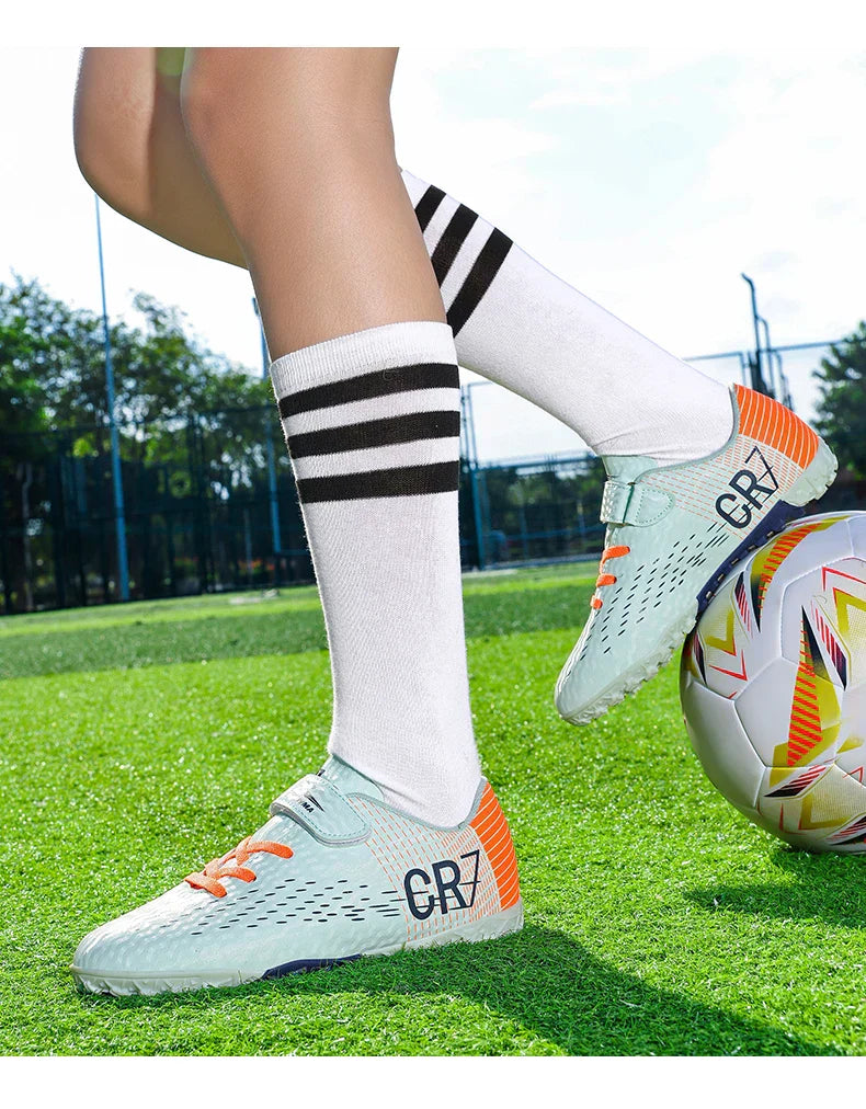 New Hot Children Football Boots Outdoor Trainers Soccer Shoes for Kids Boys Girls Hook Loop Football Cleats Futsal Sneakers28-39