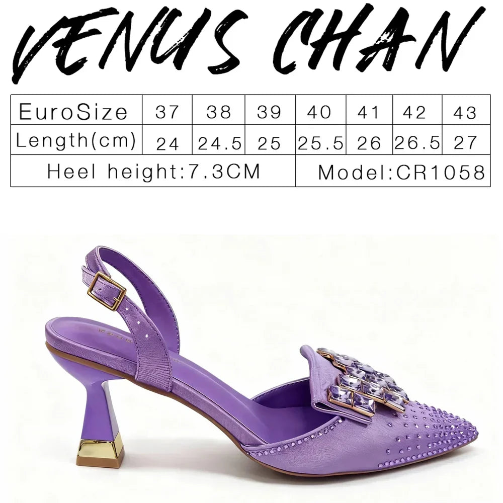 2026 High-heeled Sandals Rhinestone Embellished Pointed Toe Pumps for Women Wedding Party Dress Shoes