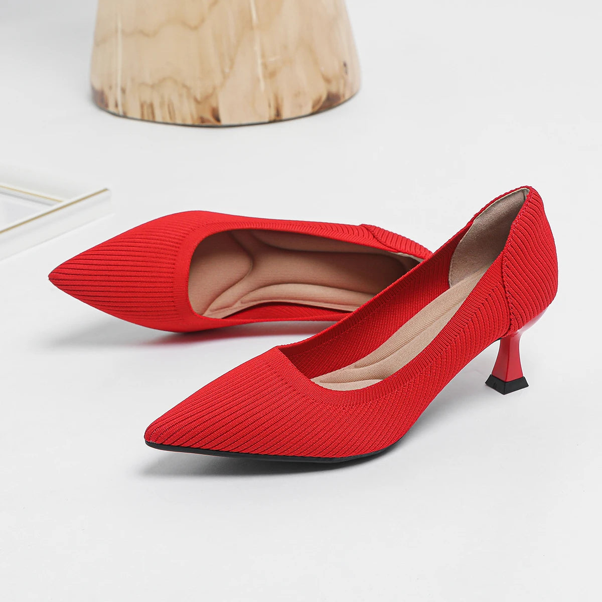 Women's High Heels Fashion Pattern Soft Knitted Comfortable Breathable Shoes 2026 New (6cm High)