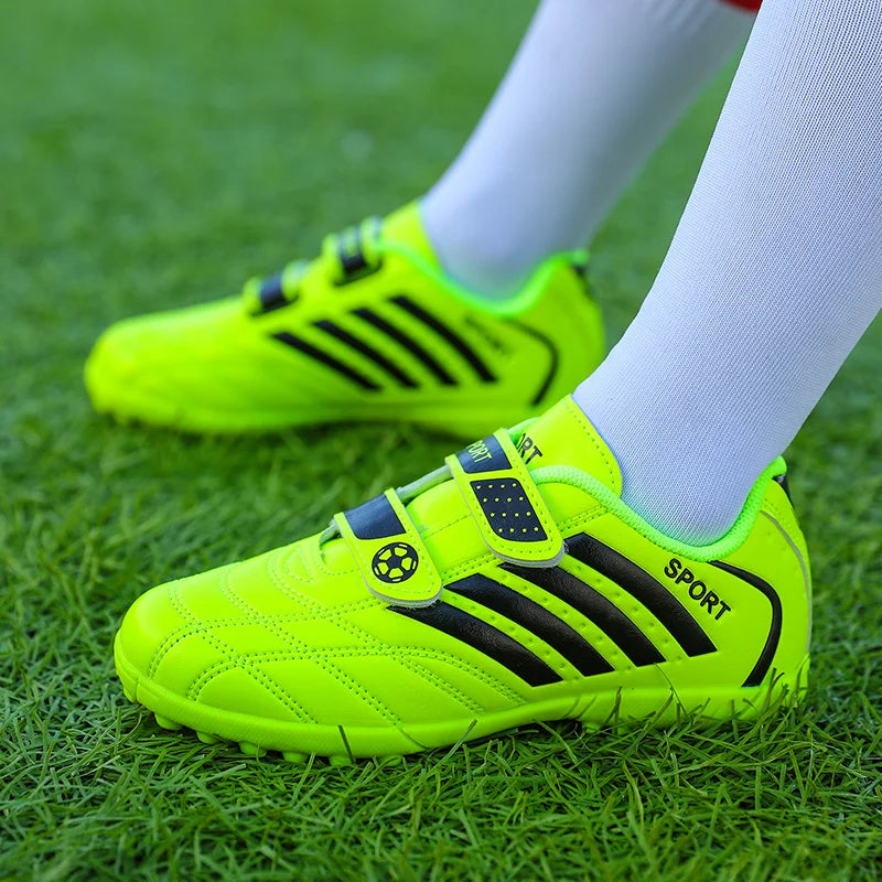Green Children Turf Soccer Shoes Cheap Football Cleats Training Football Boots Kids Futsal Shoes Sneaker for Boy botas de fútbol