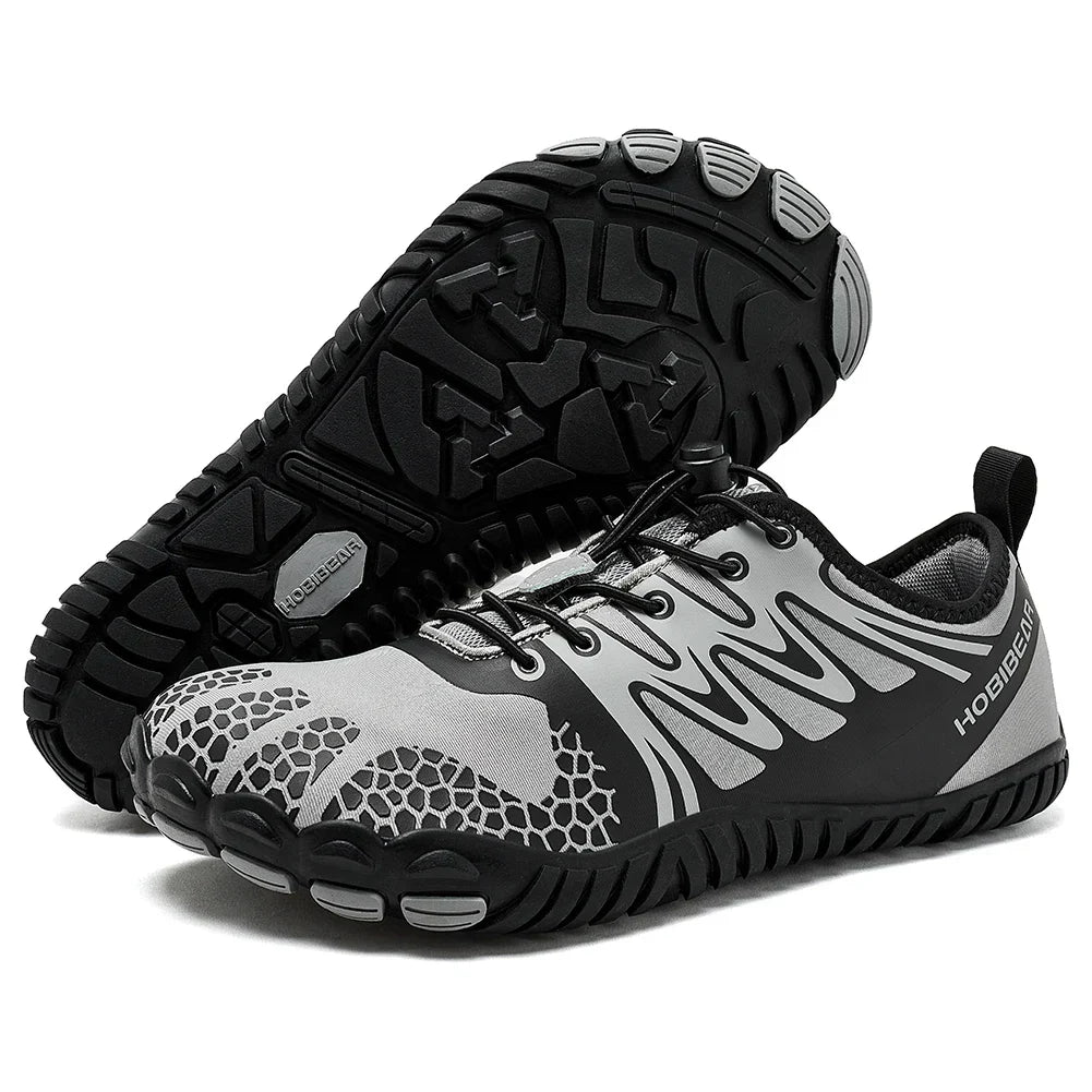 Wide Toe Barefoot Shoes for Unisex Artificial Leather Outdoor Walking Sneakers Zero Drop Minimalist Elastic Band Shoes