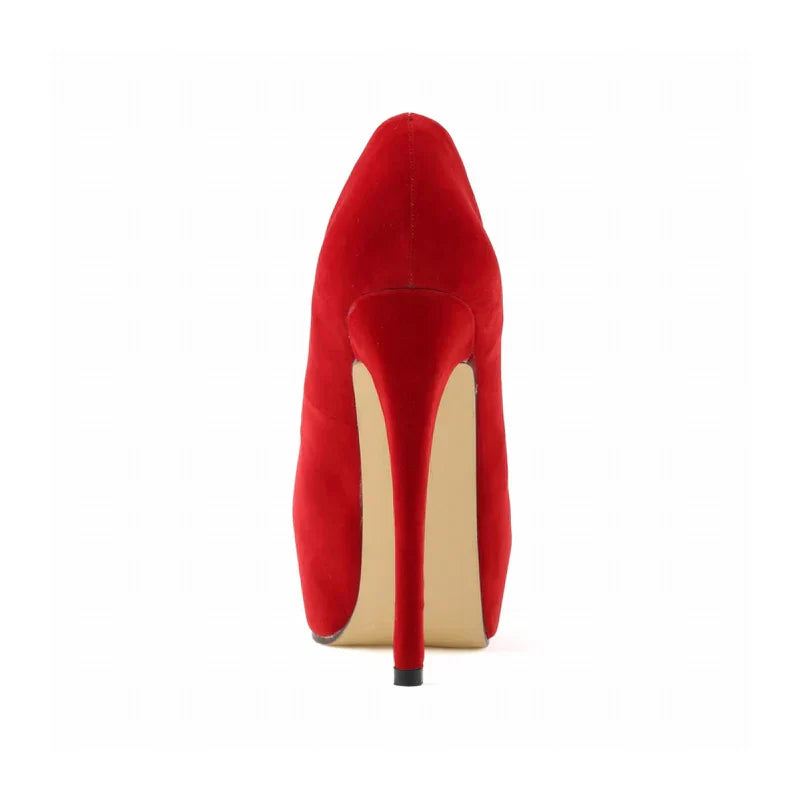 New Cross-dresser Men's Platform Pumps Unisex Queen 14cm Sexy Party Nightclub Court Flock Concealed Round Toe High Heels Shoes