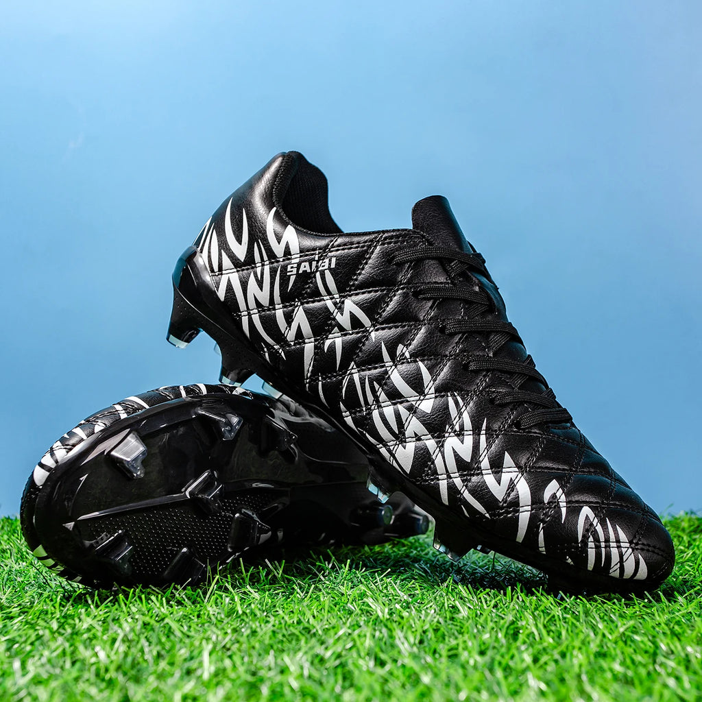 Unisex Adult AG FG Soccer Shoes PU Fabric Breathable Upper TPU Long Stud Anti-slip Wear Resistant Natural Grass Match Sneakers