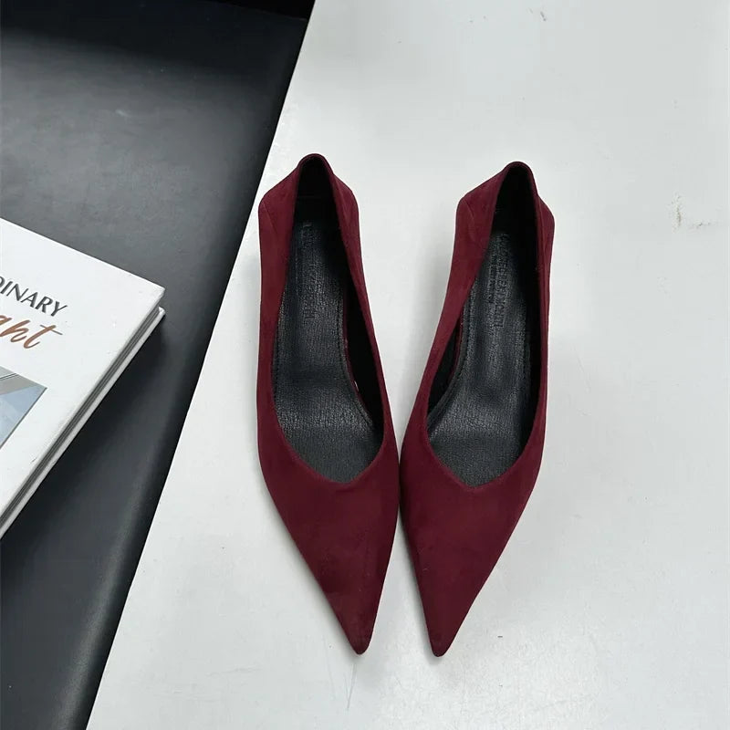 2024 Autumn Pointed Toe Women Sexy Shallow Slip On Pumps Shoes Fashion Thin High Heel Ladies Elegant Dress Shoes Mujer