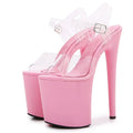 New Black Waterproof Platform Women's Pumps Summer 20CM High Heel PVC Walk Show Sandals Fashion Club Transparent Stripper Shoes
