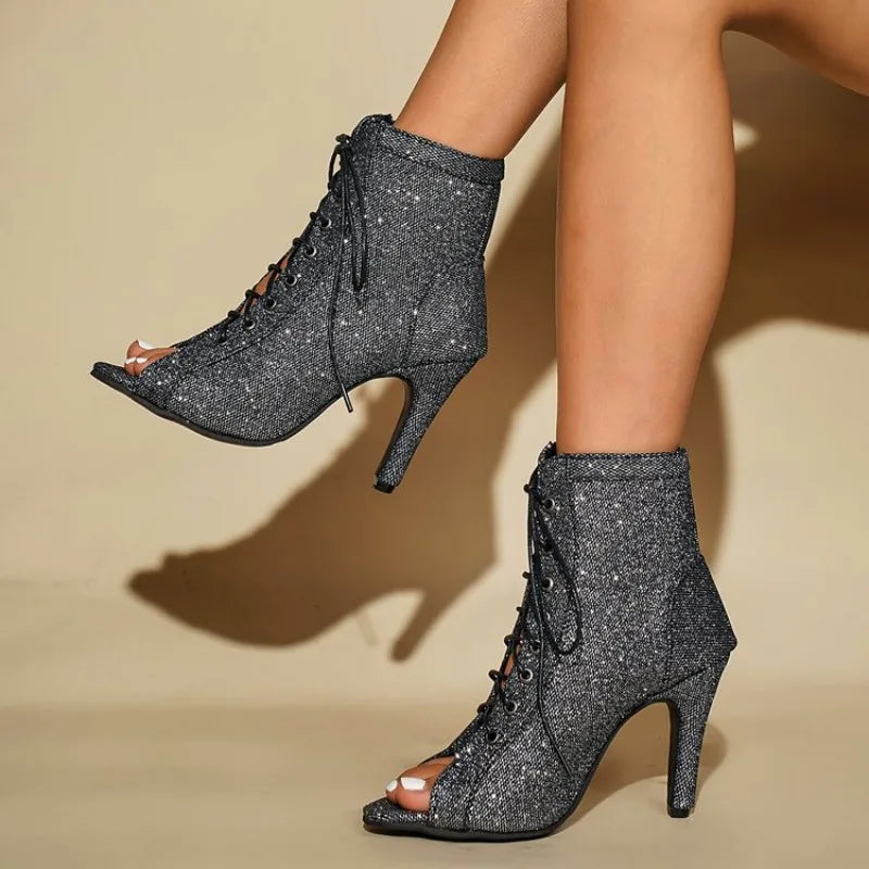 Summer Women's High-Quality Fashion Sandals Sexy High Heels Open-Toe  Comfortable Indoor Jazz Dance Heels Shoes for Ladies