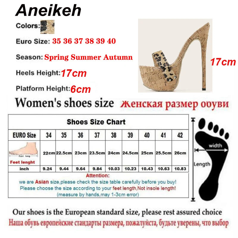 Aneikeh Sexy Leopard Platform Sandals High Heels 2025 Summer Slippers Mules Ladies Fashion Peep Toe Slip On Club Shoes Sliders