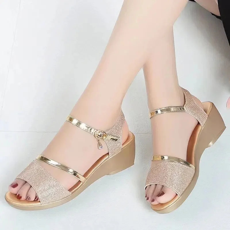 zapatos de mujer women cute sweet sexy silver square heel sandal shoes lady spring & summer golden comfort heel shoes fa615
