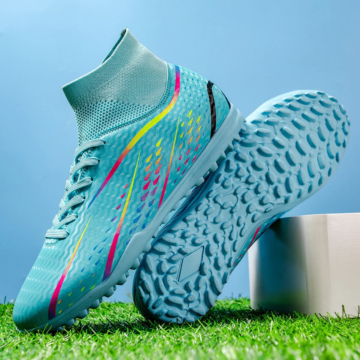 Fashion TF Turf football shoes PU Fabric Integrated Upper Rubber Wear Resistant Sole Anti-slip For Men Women Match