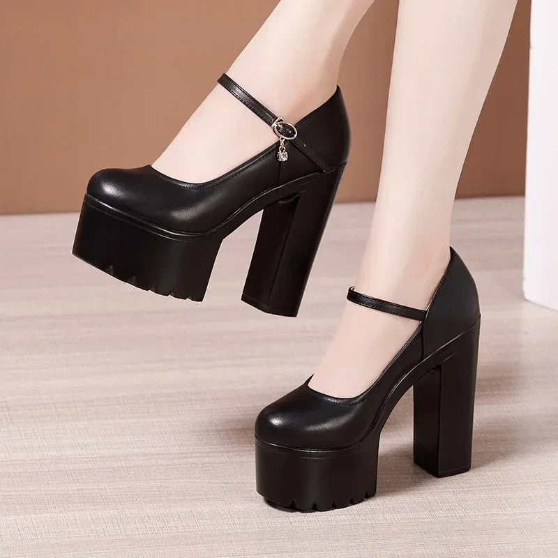 15cm Small Size 32-43 Fashion Red Silver White Wedding Shoes Women Pumps 2026 Fall Block High Heels Shoes Platform Model Partry