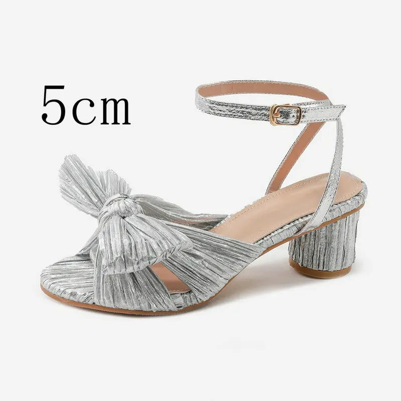2026 Fashion Women Sandals with Thick Bow Fairy Silk Sandals Retro Fairy Shoes Lady Zapatos Super-high Heel