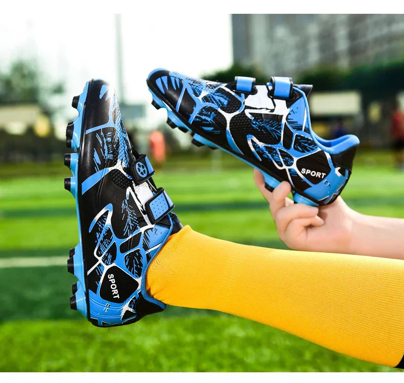 Kids Soccer Shoes HOOK&LOOP Football Sports Shoes Boy Outdoor Non-Slip Training Shoes Child Lightweight Children's Soccer Cleats