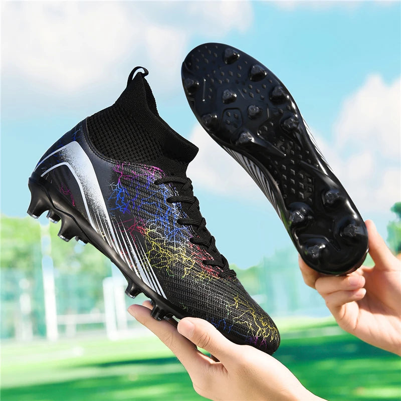 Men Soccer Shoes Professional Cleats High-Top Athletic Turf Football Boots Outdoor/Indoor Professional Futsal Training Sneakers