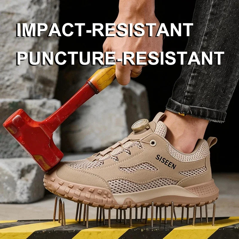 Indestructible Safety Boots  Summer Safety Shoes Men Big Mesh Breathable Steel Toe Work Shoes Security Protection Work Sneakers