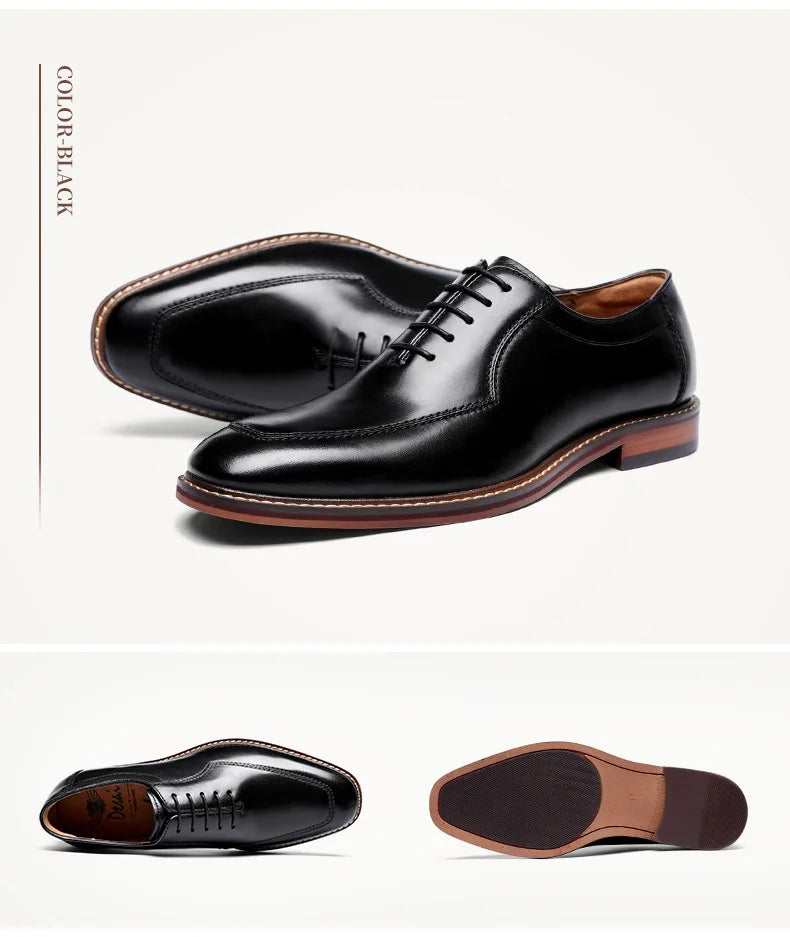 Dress Shoes Men Italian Style Genuine Leather Men's Wedding Shoes Lace Up Formal Gentleman Shoes Party Office High Heel