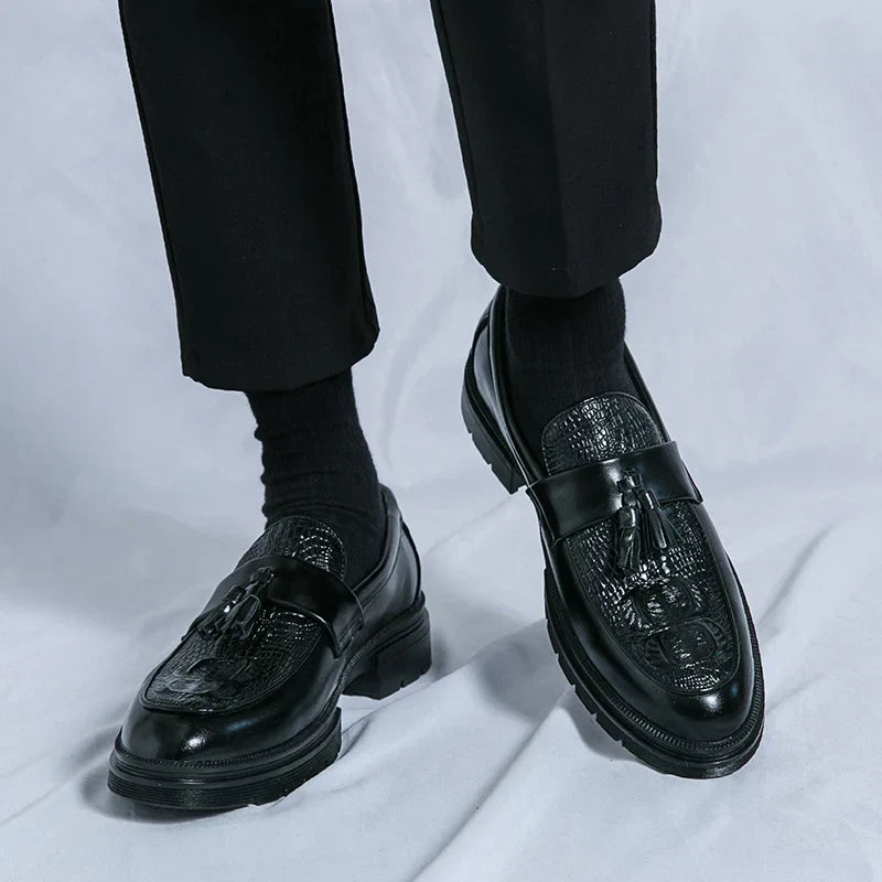 Men's Shoes Leather Men Fashion Spring Tassel Loafers Hot Sale Handmade Business Shoes Luxury Brand Lace-Up Men's Groom Footwear