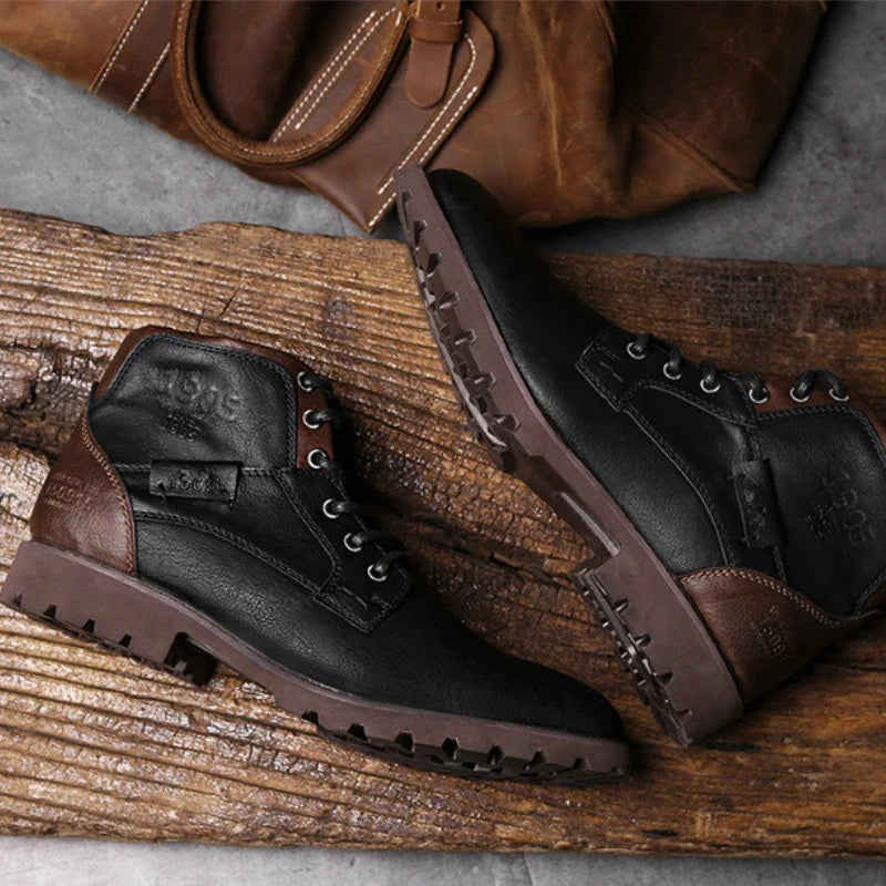 Handmade Men Ankle Boots Luxury retro Men's Motorcycle Boots High Quality Outdoor Shoes Work Shoes British Style Men Boots 2024