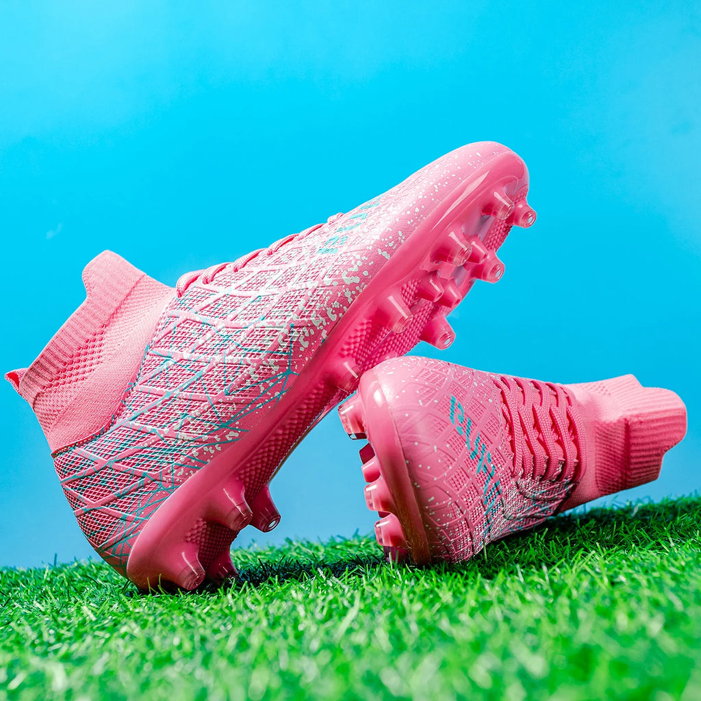 High Performance AG FG Football Boots PU Hybrid Fabric Upper TPU Strong Grip Sole Cost-effective Men Women Grass Football Shoes