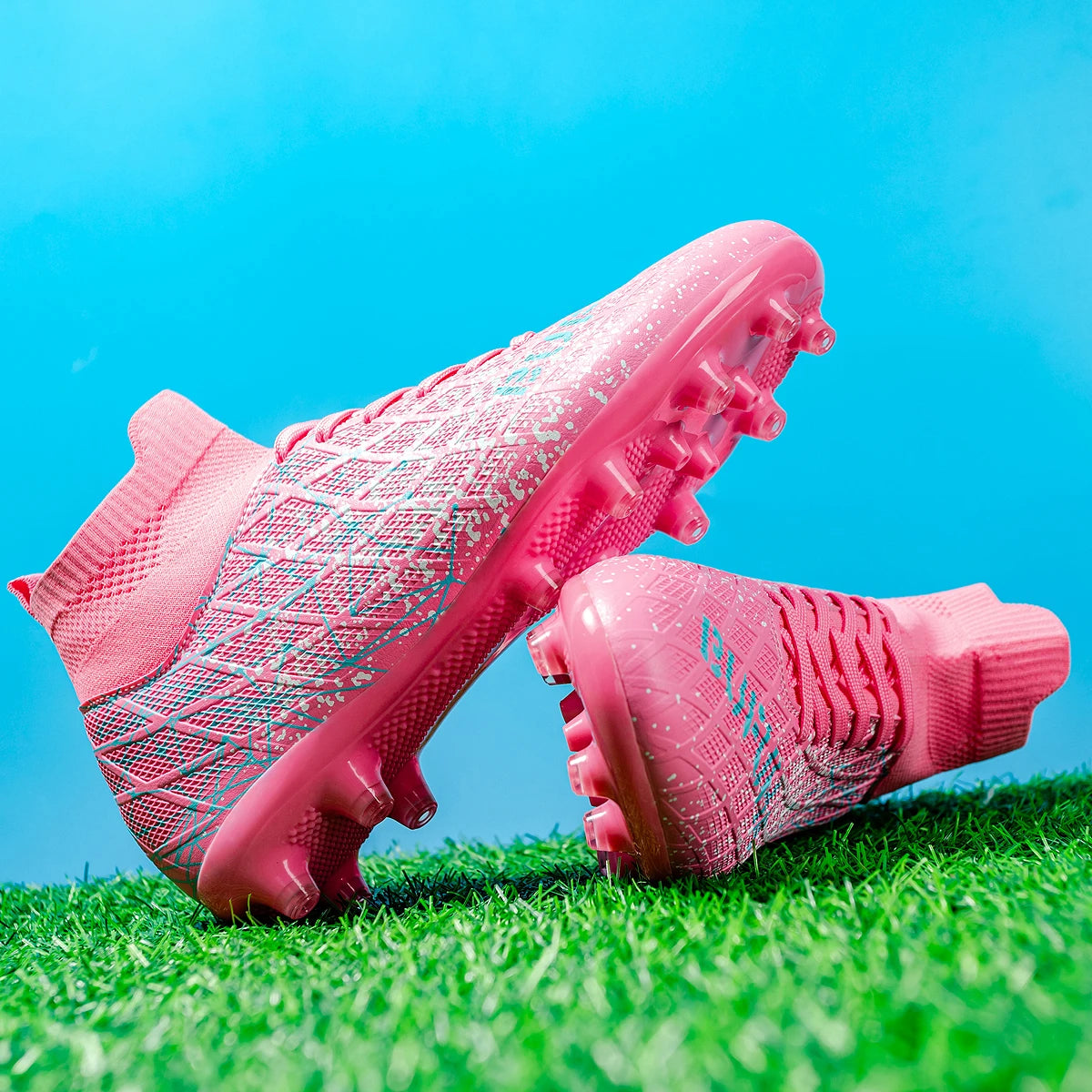 High Performance AG FG Football Boots PU Hybrid Fabric Upper TPU Strong Grip Sole Cost-effective Men Women Grass Football Shoes