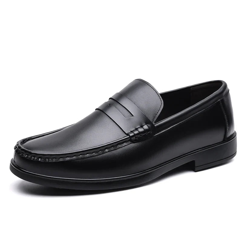 2026 Summer Mens Leather Loafers Slip on Casual Shoes Breathable Moccasins Comfortable Walking Office Flats Male Walking Shoes