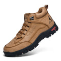 أحذية رجالية عالية الرقبة وعصرية ذات مقدمة مستديرة برباط للمشي لمسافات طويلة في الهواء الطلق، أحذية خريف وربيع بكعب سميك كاجوال بمقاس كبير للرجال